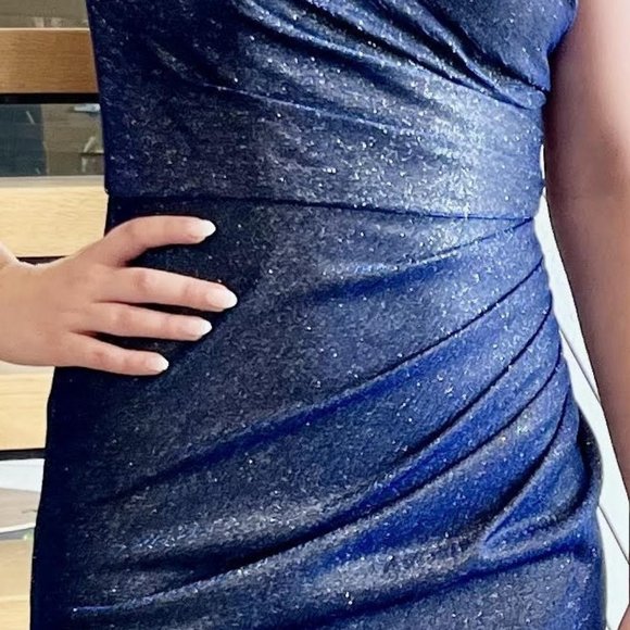 One Shoulder Glitter/Metallic Evening Prom Dress - Picture 5 of 5